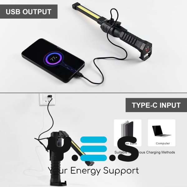 Акумуляторний поворотний ліхтар LIGHT L08-1 для кемпінгу з магнітною підставкою та гачком