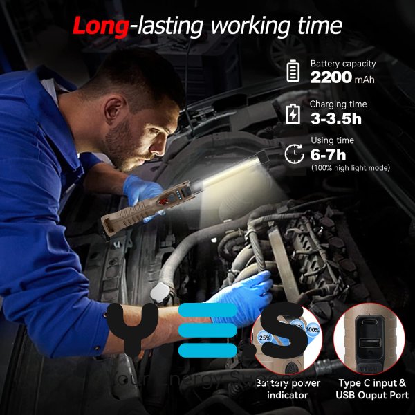 Акумуляторний кемпінговий ліхтар COB L08-2 з магнітним кріпленням, багатофункціональний ручний