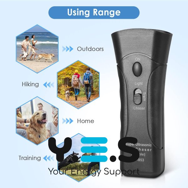 Ультразвуковий відлякувач собак ZF853E/5039 Super Ultrasonic Dog Chaser з ліхтариком, універсальний