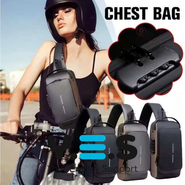 Нагрудна сумка-слінг SlaviKo з кодовим замком і USB-портом, протиугінна з паролем