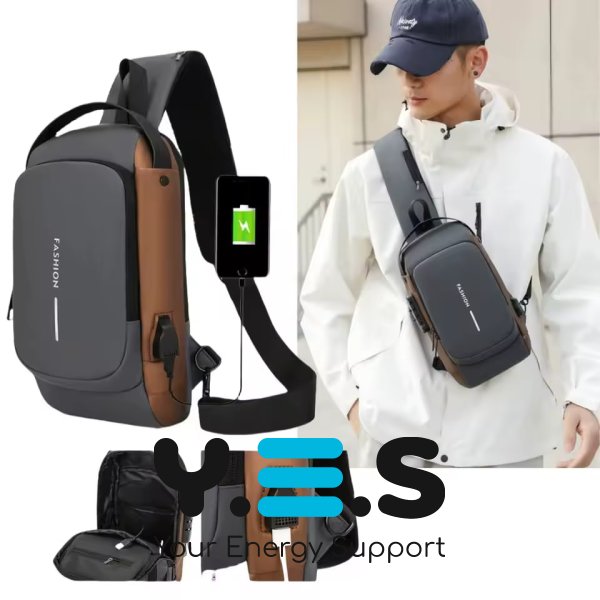 Нагрудна сумка-слінг SlaviKo з кодовим замком і USB-портом, протиугінна з паролем