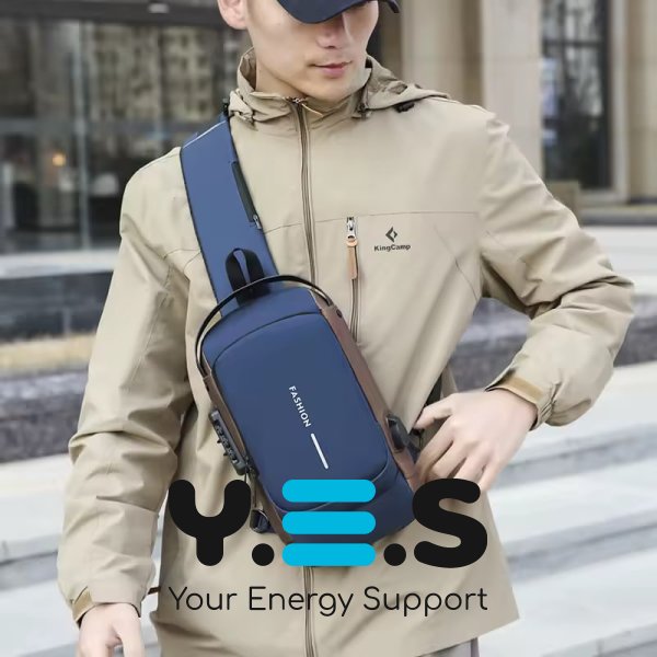 Нагрудна сумка-слінг SlaviKo з кодовим замком і USB-портом, протиугінна з паролем