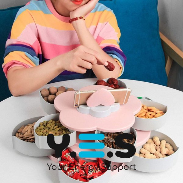 Квітковий 3-ярусний органайзер-менажниця для солодощів і фруктів з підставкою для телефону WO-25