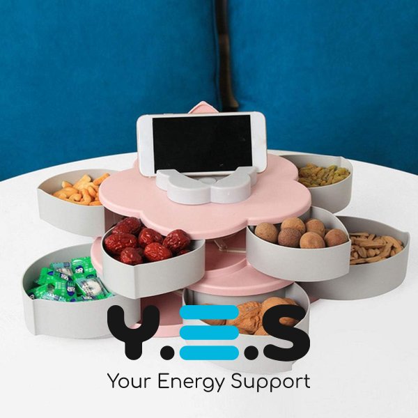 Квітковий 3-ярусний органайзер-менажниця для солодощів і фруктів з підставкою для телефону WO-25