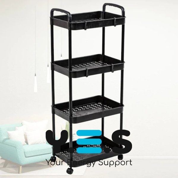Органайзер-етажерка на коліщатках 4 яруси з гачками для дому та кухні SKLM-11
