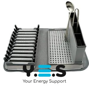 Кухонна сушарка для посуду з підставкою 41,5×33×13,5 см: піддон + мікрофібровий килимок