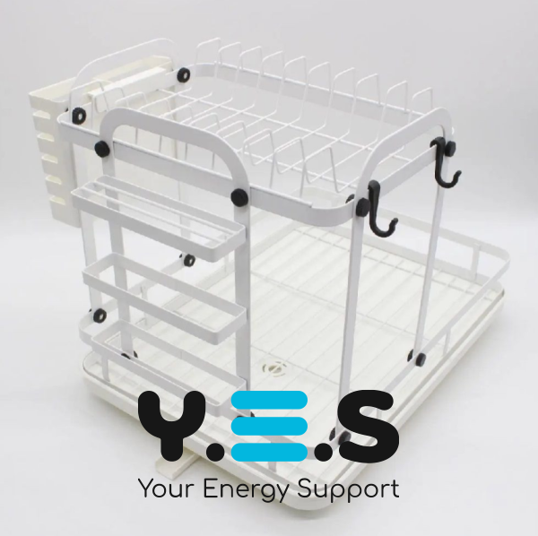 Двоярусна сушарка для посуду з відливом, 42×33×30 см, функціональна