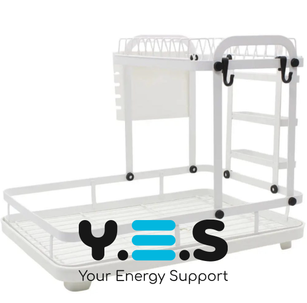 Двоярусна сушарка для посуду з відливом, 42×33×30 см, функціональна