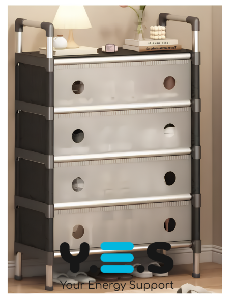 Полиця-шафа для взуття SKLM-33: металевий каркас, ПВХ секції, компактна для зберігання