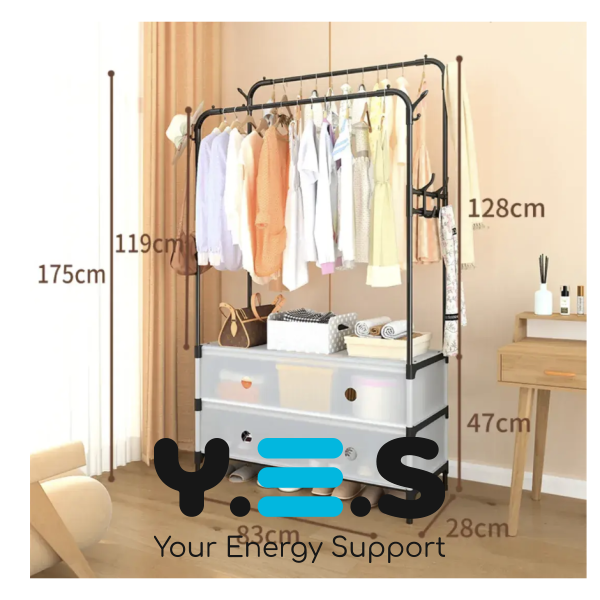 Підлоговий органайзер MJPP83: полиця для взуття + стійка-вішалка для одягу, для дому