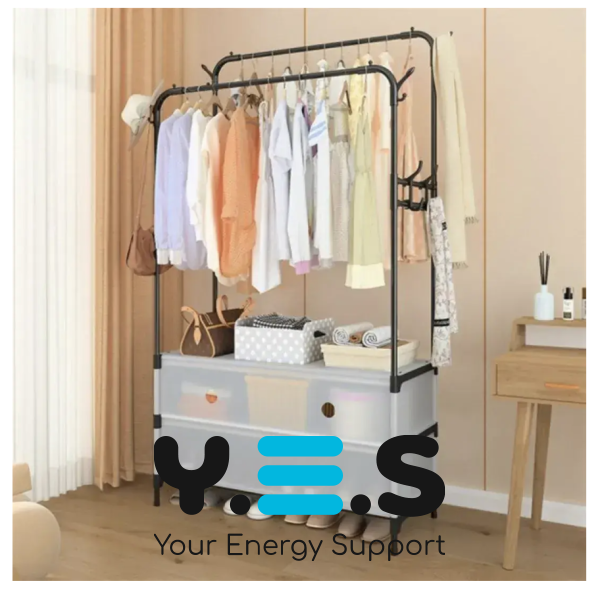 Підлоговий органайзер MJPP83: полиця для взуття + стійка-вішалка для одягу, для дому