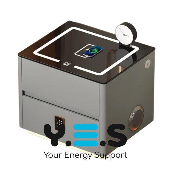 Смарт-приліжкова LED тумба QYJXF02: бездротова зарядка, Bluetooth і кодовий замок