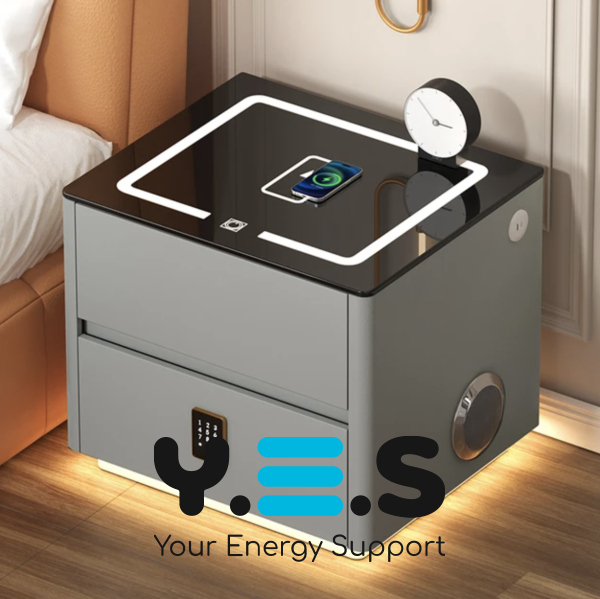 Смарт-приліжкова LED тумба QYJXF02: бездротова зарядка, Bluetooth і кодовий замок