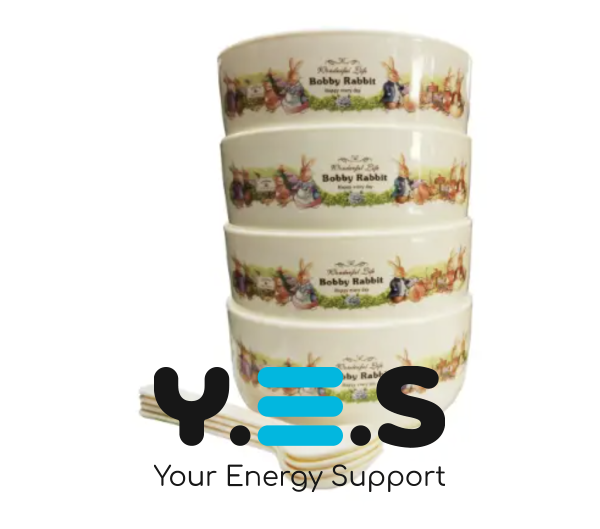 Дитячий набір посуду Bobby Rabbit: 4 тарілки з ложечками (набір дитячих тарілок)