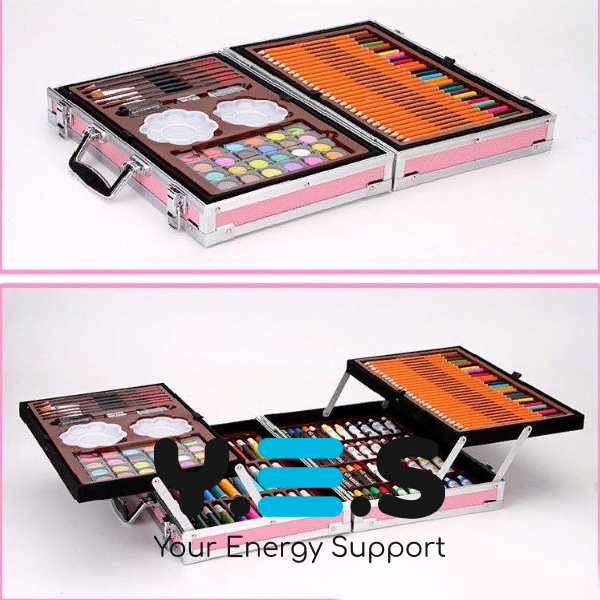 Набір для малювання й творчості «Єдиноріг» 145 предметів, двоярусний кейс, рожевий