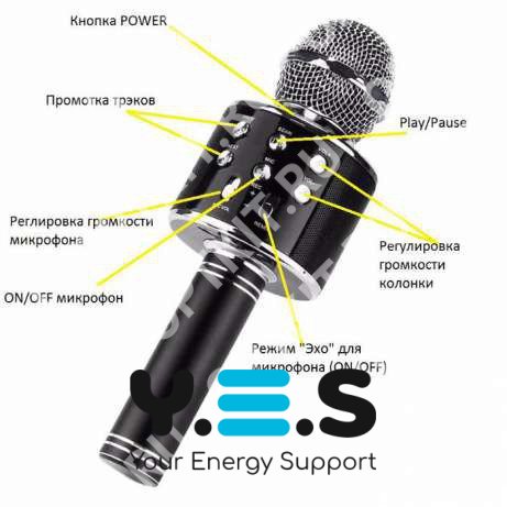 Бездротовий караоке-мікрофон WS858-1 з колонкою, Bluetooth, USB та microSD