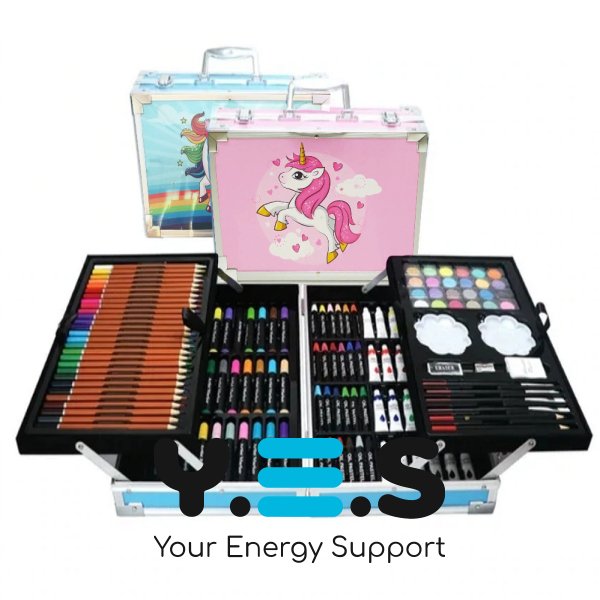 Дворівневий набір для малювання й творчості в кейсі «Єдиноріг», 145 предметів