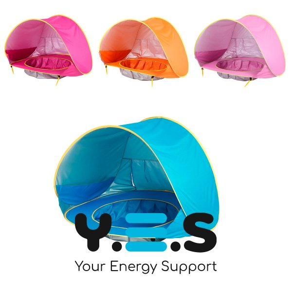 Дитячий пляжний намет-автомат з басейном 117×79 см, тент для малюків, UPF 50+ UV захист