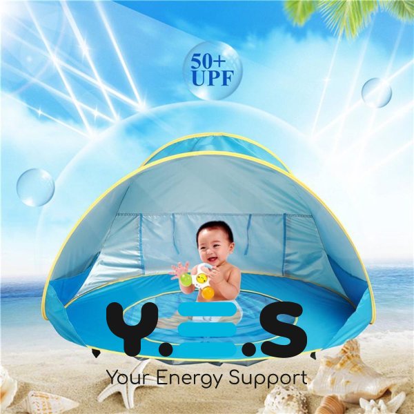 Дитячий пляжний намет-автомат з басейном 117×79 см, тент для малюків, UPF 50+ UV захист