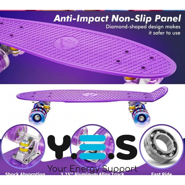 Дитячий пенніборд Penny Board Fish Skateboards: скейт-дошка з підсвіткою коліс