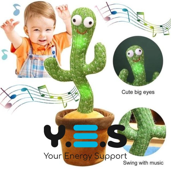 Музична іграшка кактус Dancing Cactus TikTok: танцює, співає, підсвітка, повторює, USB зарядка