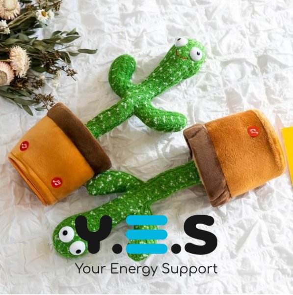 Музична іграшка кактус Dancing Cactus TikTok: танцює, співає, підсвітка, повторює, USB зарядка