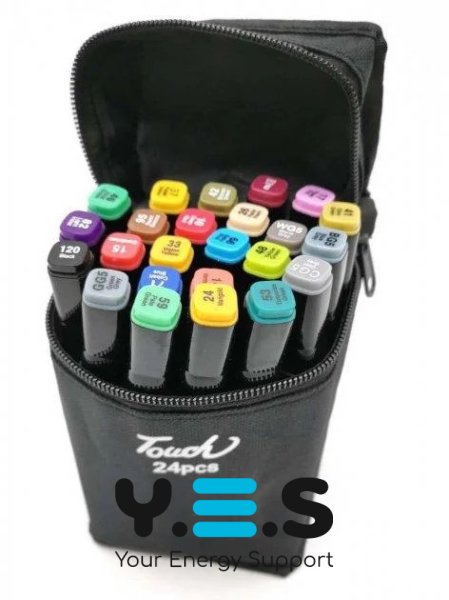 Набір двосторонніх маркерів для скетчингу Sketch Marker Touch Raven, 24 шт.