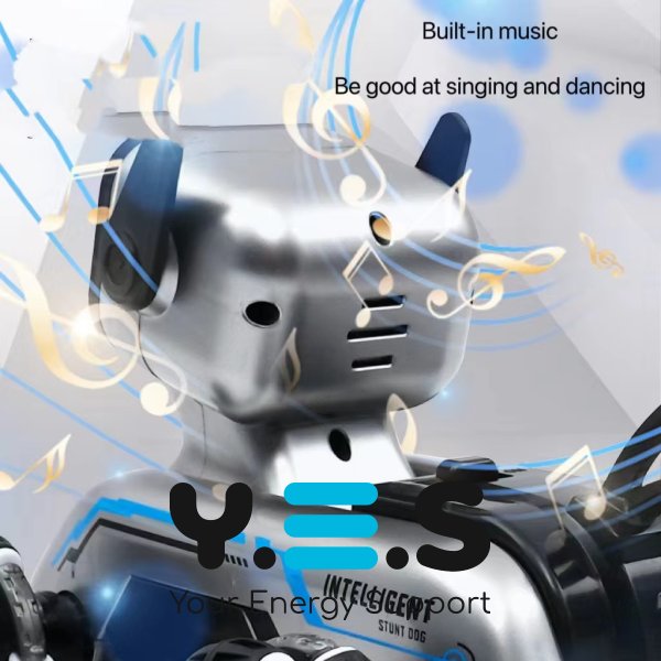 Радіокерований робот-пес Stunt Robot Dog на колесах: вбудований динамік і LED-підсвітка