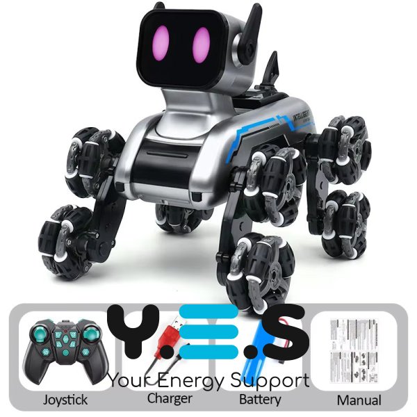 Радіокерований робот-пес Stunt Robot Dog на колесах: вбудований динамік і LED-підсвітка