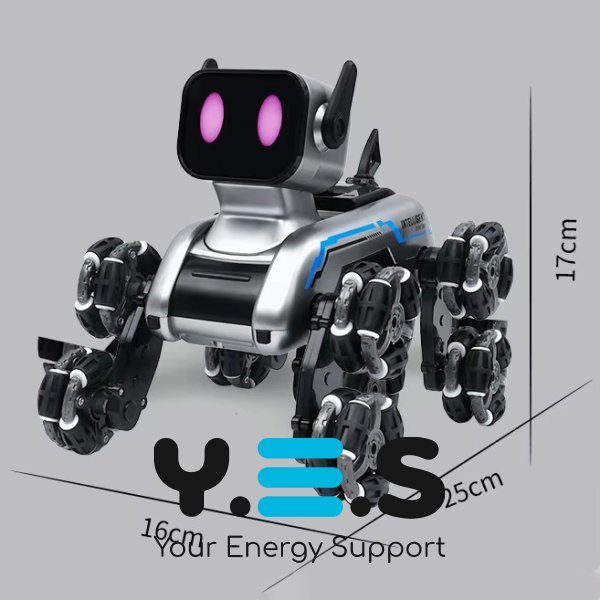 Радіокерований робот-пес Stunt Robot Dog на колесах: вбудований динамік і LED-підсвітка