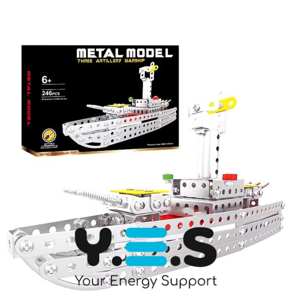 Металевий гвинтовий конструктор корабель X688-1 для дітей, 246 деталей
