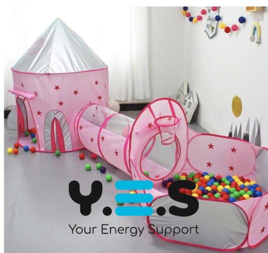 Дитячий ігровий намет 3-в-1: замок-будиночок з тунелем і сухим басейном