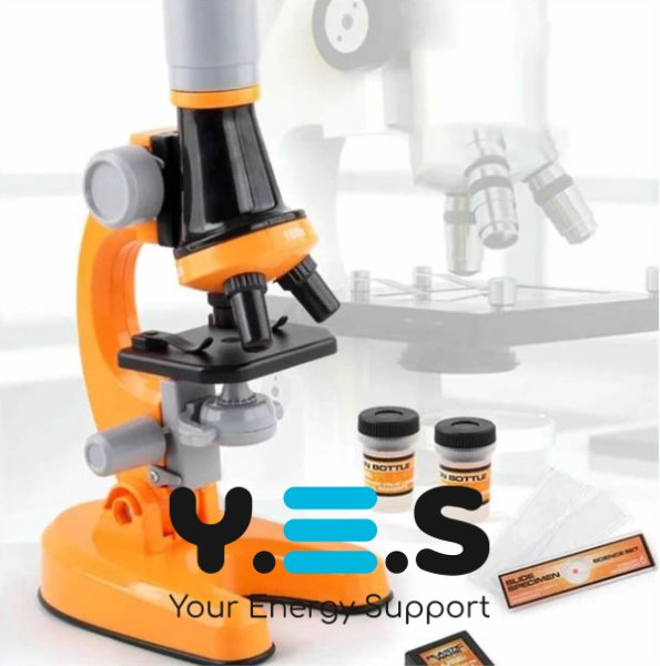 Дитячий мікроскоп з підсвічуванням і набором біозразків, іграшковий, 3 рівні збільшення