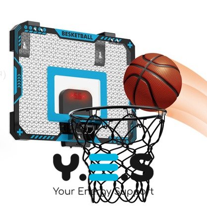 Дитячий баскетбольний набір: щит з кільцем, м’яч, електронне табло та звукові ефекти