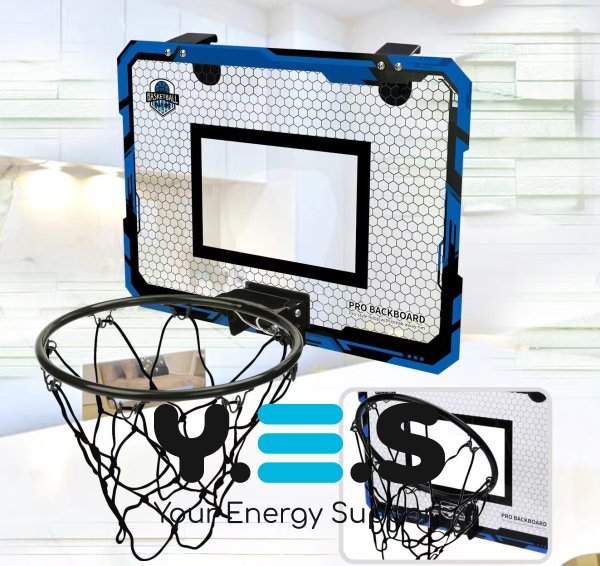 Дитячий баскетбольний набір: щит з кільцем, м’яч, електронне табло та звукові ефекти