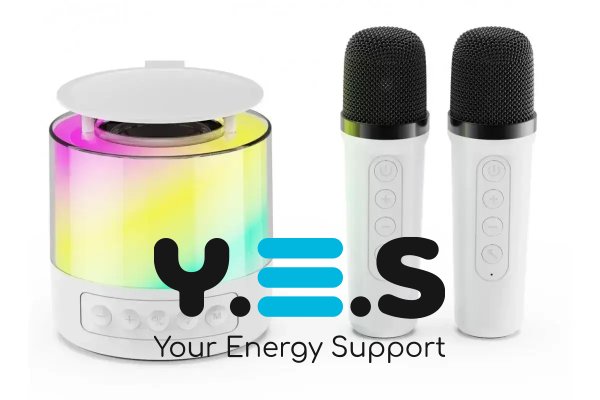 Портативна колонка K19 з караоке: 2 бездротові мікрофони, RGB-підсвітка, Bluetooth 5.3