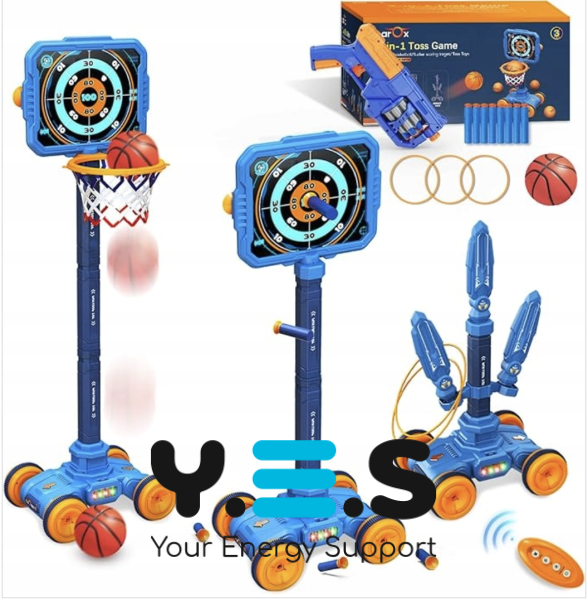 Дитячий тир 3в1 801-17: баскетбол, пістолет і мобільна мішень (набір для дітей)