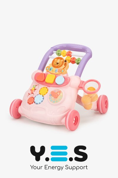 Дитячі ходунки-каталка 4в1 з розвивальним центром: сортер, шестерні, баскетбольне кільце