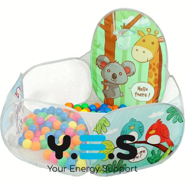 Дитячий ігровий манеж-басейн для м’ячиків з текстильним кошиком для малюків