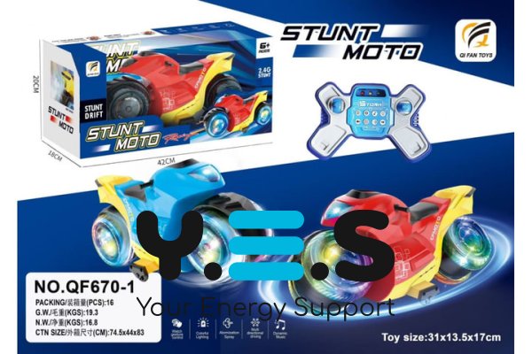 Трюковий радіокерований мотоцикл SmartUs QF670-1 з LED-підсвічуванням та ефектом диму