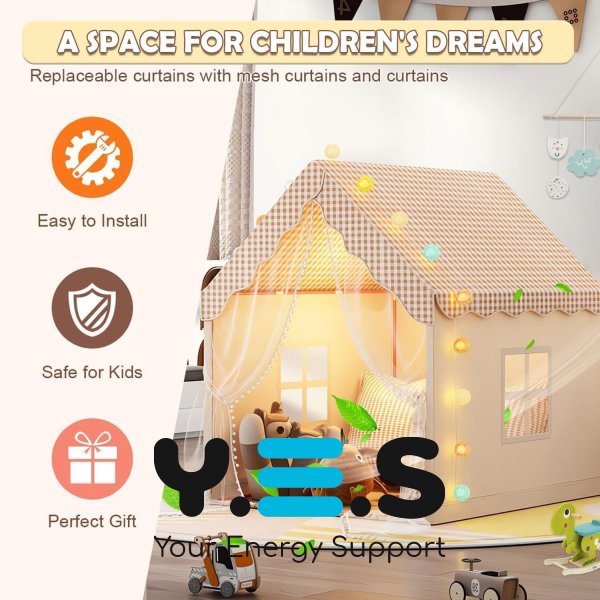 Складна дитяча палатка-будиночок з віконцями та дахом, велика ігрова палатка для дітей