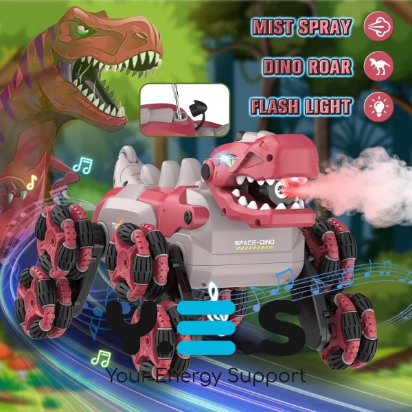 Трюкова іграшка-динозавр на радіокеруванні A-Toys 2209, 8-колісний робот-машинка