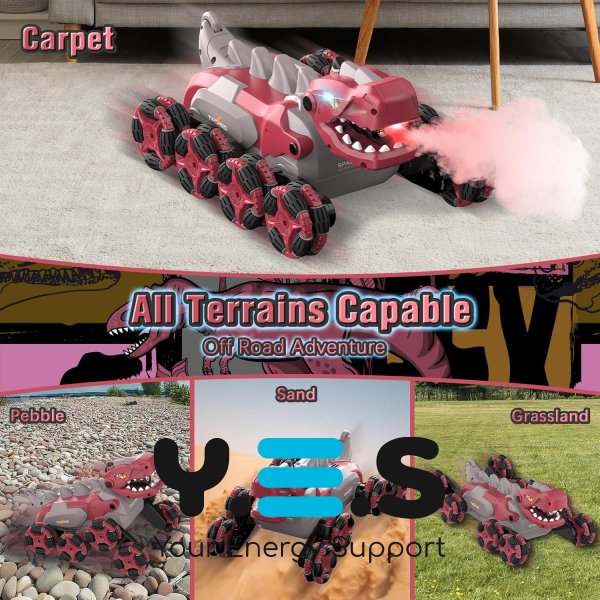 Трюкова іграшка-динозавр на радіокеруванні A-Toys 2209, 8-колісний робот-машинка