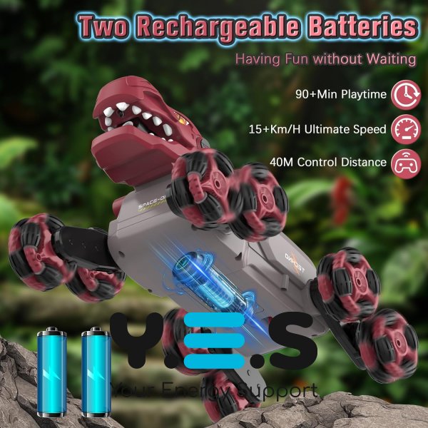 Трюкова іграшка-динозавр на радіокеруванні A-Toys 2209, 8-колісний робот-машинка