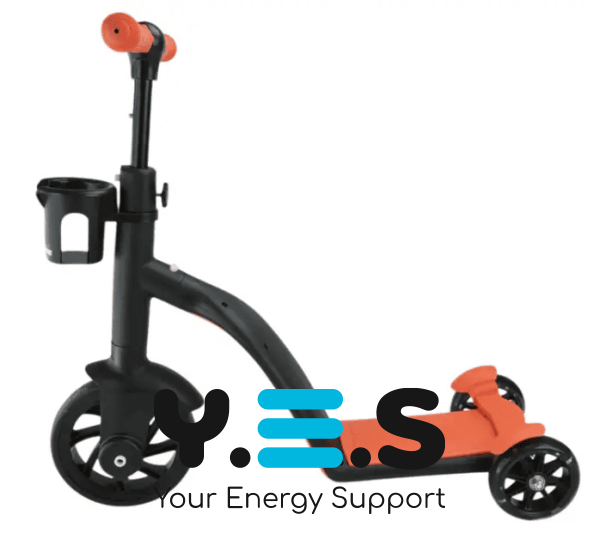 Дитячий триколісний самокат‑велобіг‑велосипед 3в1 SCO93 з сидінням, помаранчевий трансформер для прогулянок