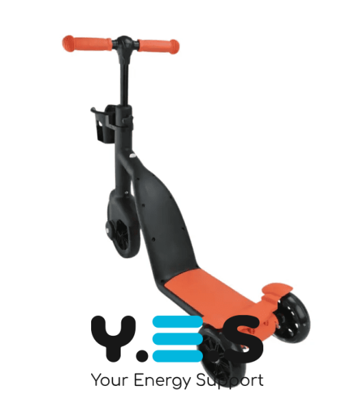 Дитячий триколісний самокат‑велобіг‑велосипед 3в1 SCO93 з сидінням, помаранчевий трансформер для прогулянок