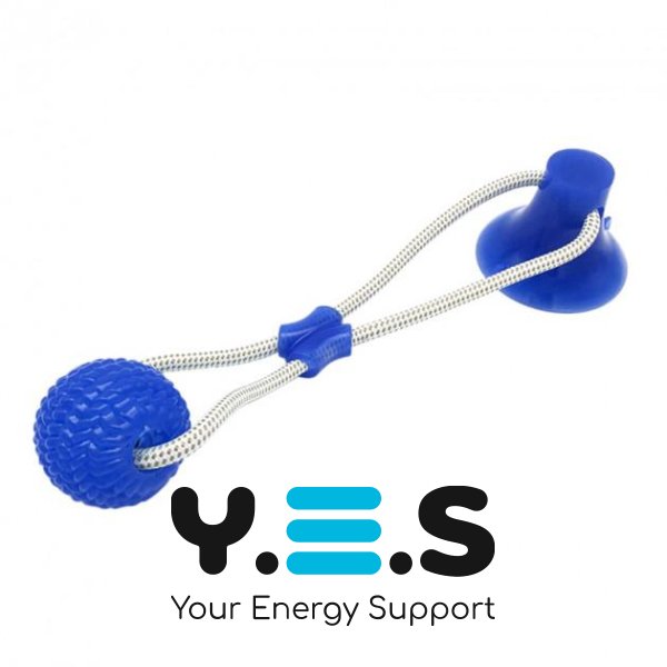 Гумова іграшка для собак на присосці: м’ячик із канатом, модель WM-60