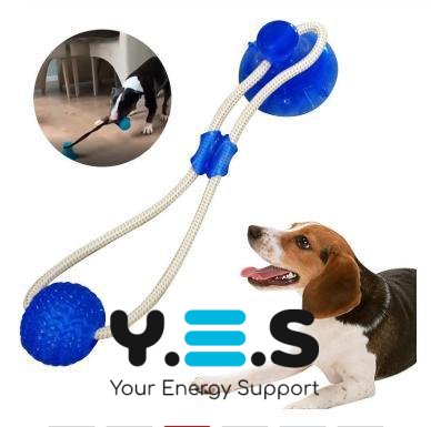 Гумова іграшка для собак на присосці: м’ячик із канатом, модель WM-60