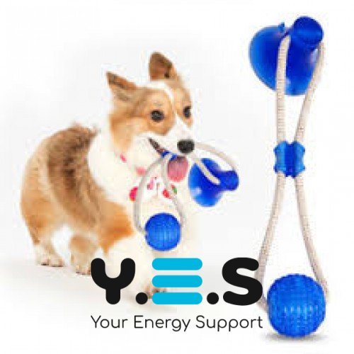 Гумова іграшка для собак на присосці: м’ячик із канатом, модель WM-60