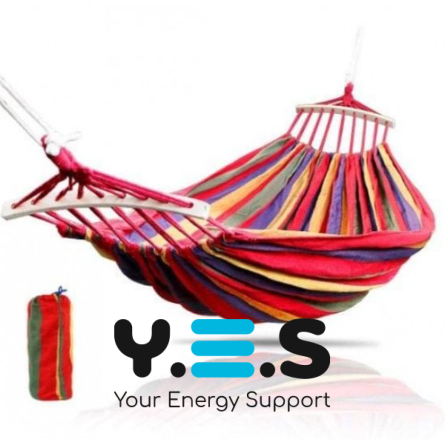 Гавайський посилений бавовняний гамак з дерев'яними перекладинами 80×200 см, підвісний садовий